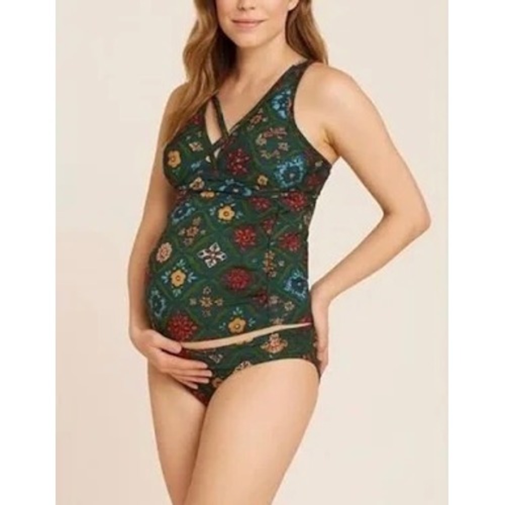 A Pea In The Pod Swim NWT Maternity Floral Tankini Two-Piece Swimsuit Sz S